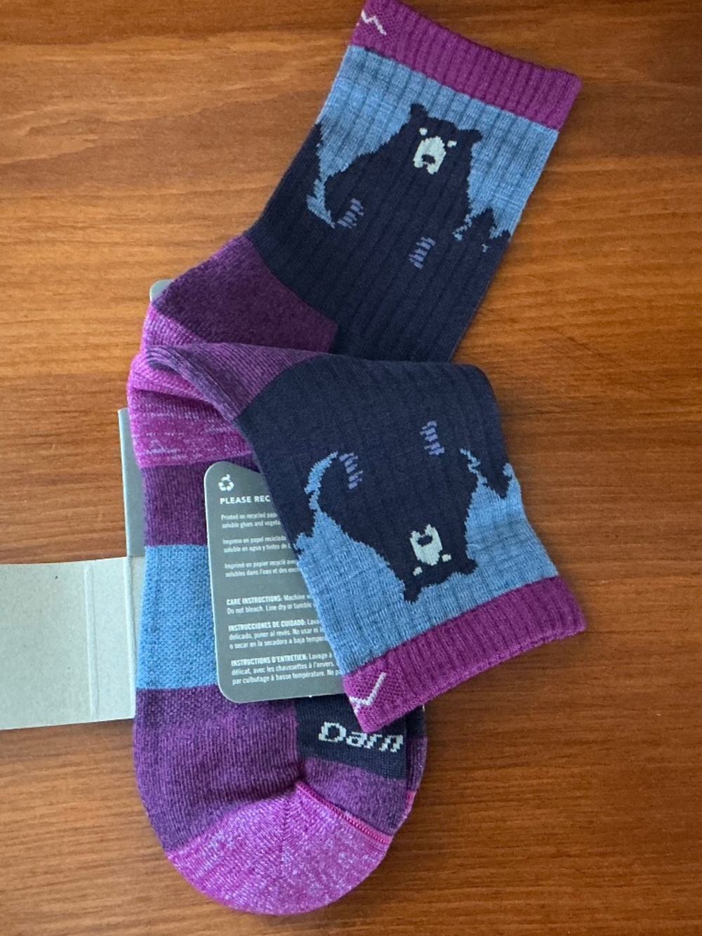 Darn Tough Hike Trek Micro Crew Socks Lightweight Hiking Bears - Picture 2 of 8